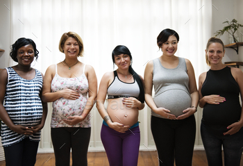 Pregnant women in a class stock photo NULLED