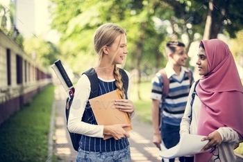 A group of diverse teenagers stock photo NULLED