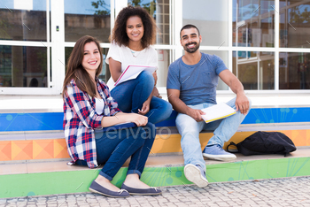 Group of students in Campus stock photo NULLED