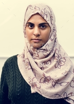 A cheerful Muslim woman stock photo NULLED