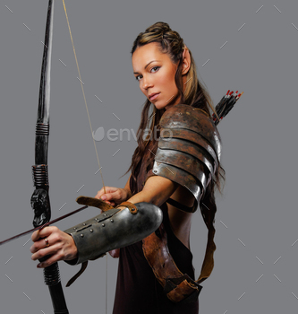 A woman with bow. stock photo NULLED