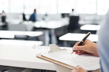 Business woman writing stock photo NULLED