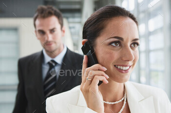 Business women on phone stock photo NULLED