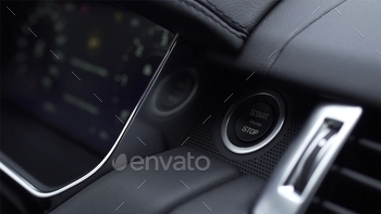 Engine start stop button of a car. Stock stock photo NULLED