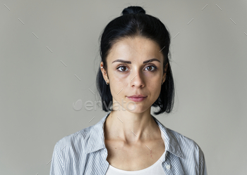 Portrait of cheerful Caucasian woman stock photo NULLED