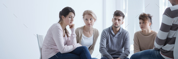 Support group listening to member stock photo NULLED