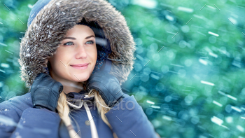 Winter woman portrait stock photo NULLED