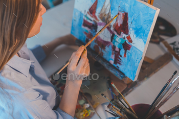 Woman in studio stock photo NULLED