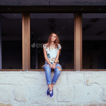 Young woman portrait stock photo NULLED