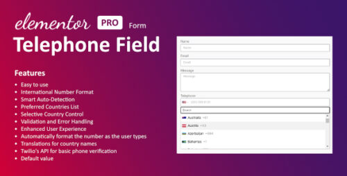 Telephone Field for Elementor form NULLED